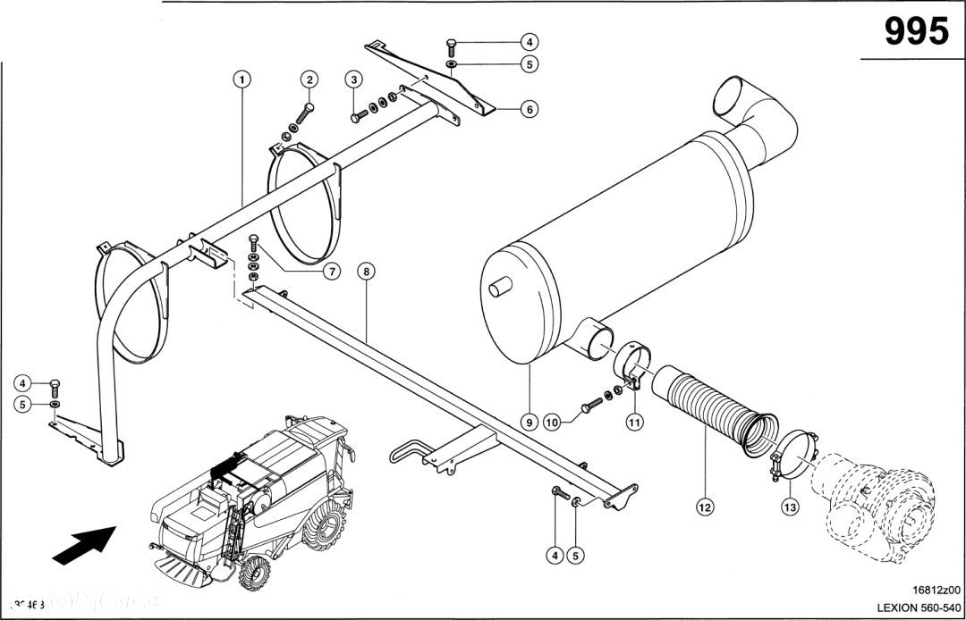 Claas Lexion 560 TŁUMIK  0007980462 (Silnik c6.6, c10, c13; układ wydechowy) - 1