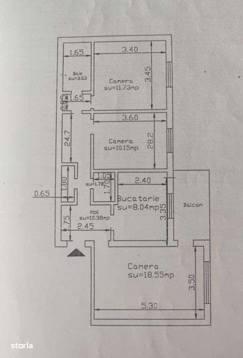 APARTAMENT 3 CAMERE, DECOMANDAT, ETAJ INTERMEDIAR CANTA, MOBILAT SI UT-0