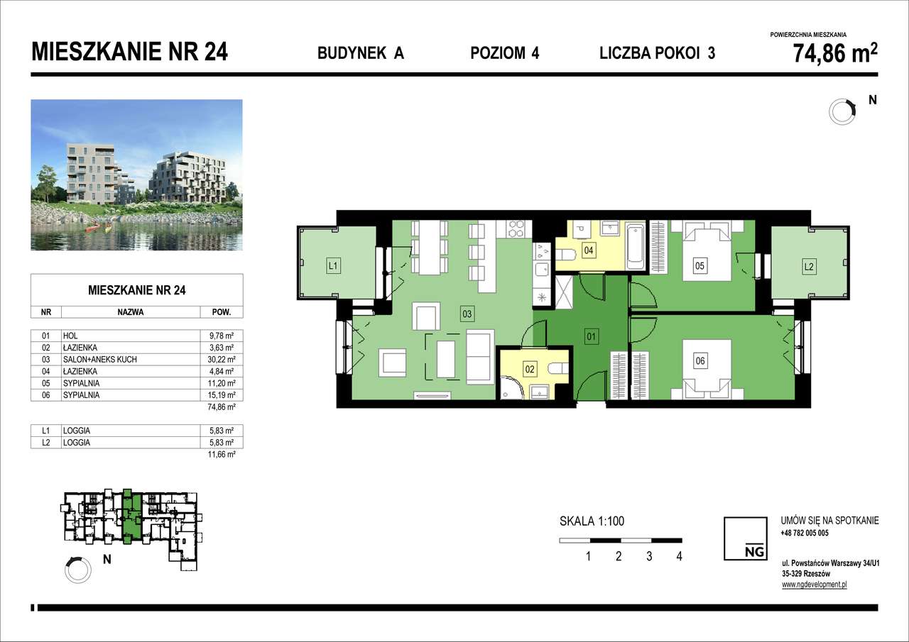 PREMIERA | 3 pokoje| PK River| NG Development - Pełny obrazek: 2/7
