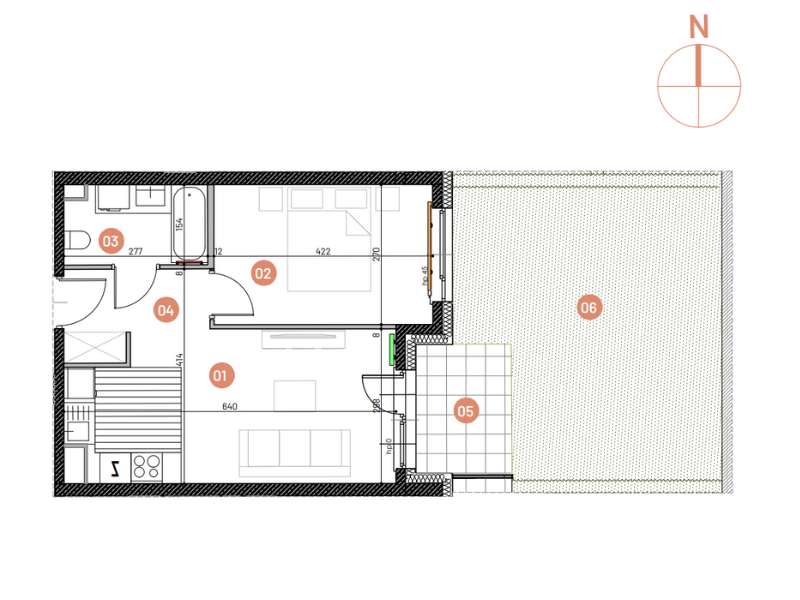 Mieszkanie, 36.57m², 2 pokoje, 1 piętro, C-KLF18-LM3, Nowe Horyzonty - Pełny obrazek: 2/14