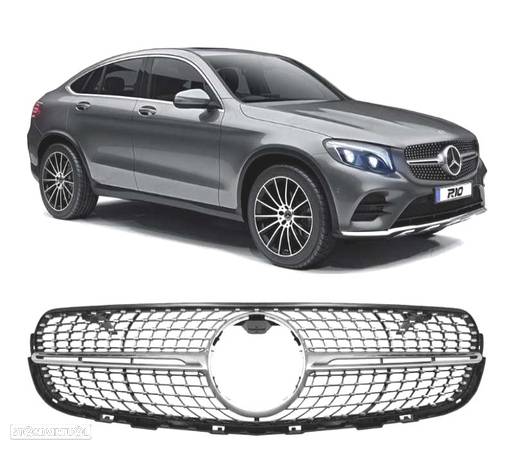 GRELHA DIANTEIRA PARA MERCEDES CLASSE GLC X253 C253 AMG 16-18 LOOK DIAMOND SILVER - 1