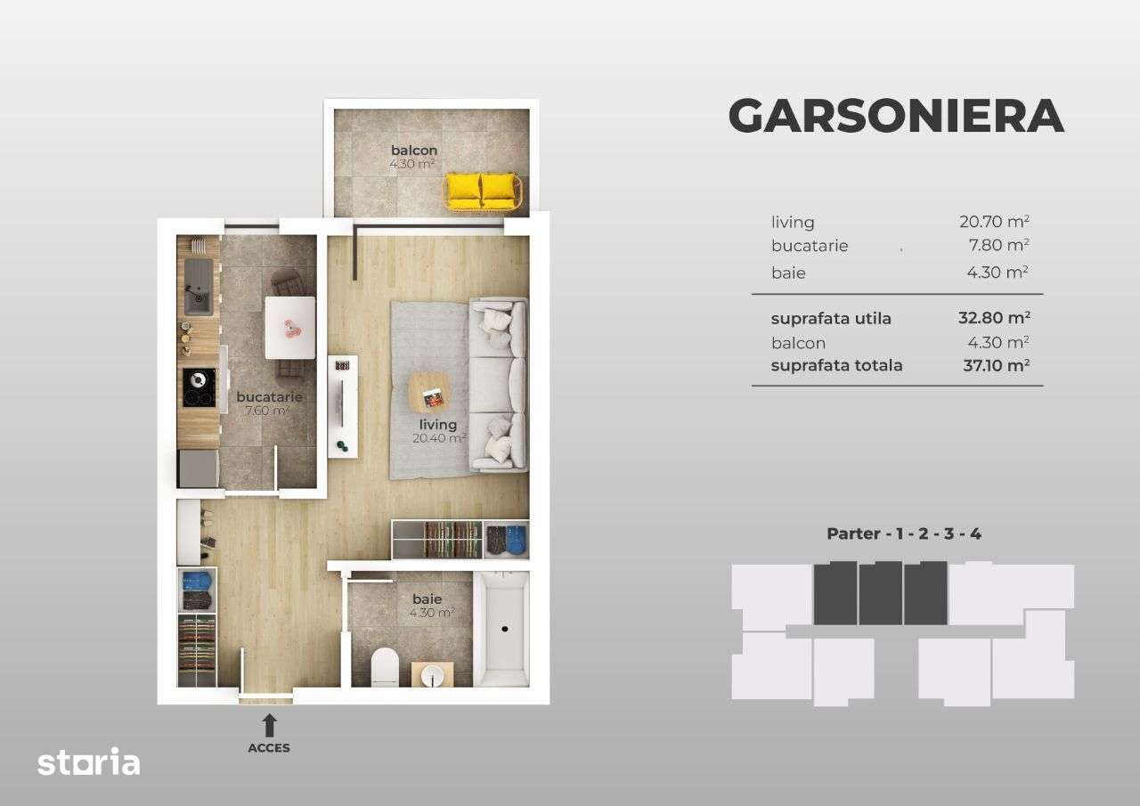 PROMOTIE!! Garsoniera spatioasa 36mp , Metrou Aparatorii Patriei - Imagine principală: 5/5
