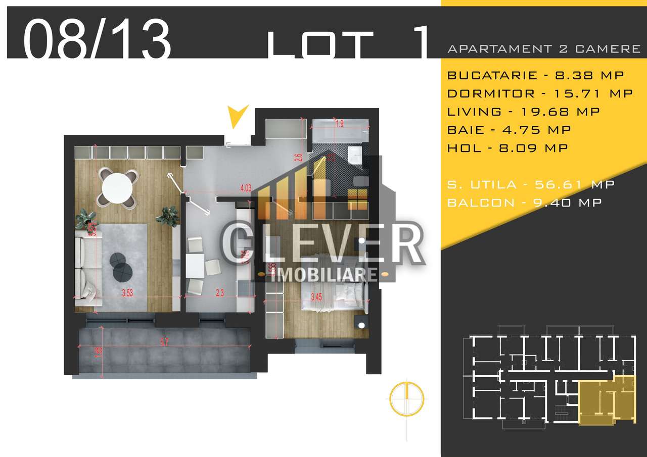 Apartament 2 Camere 66mp - Comision 0%, Pallady - metrou Teclu