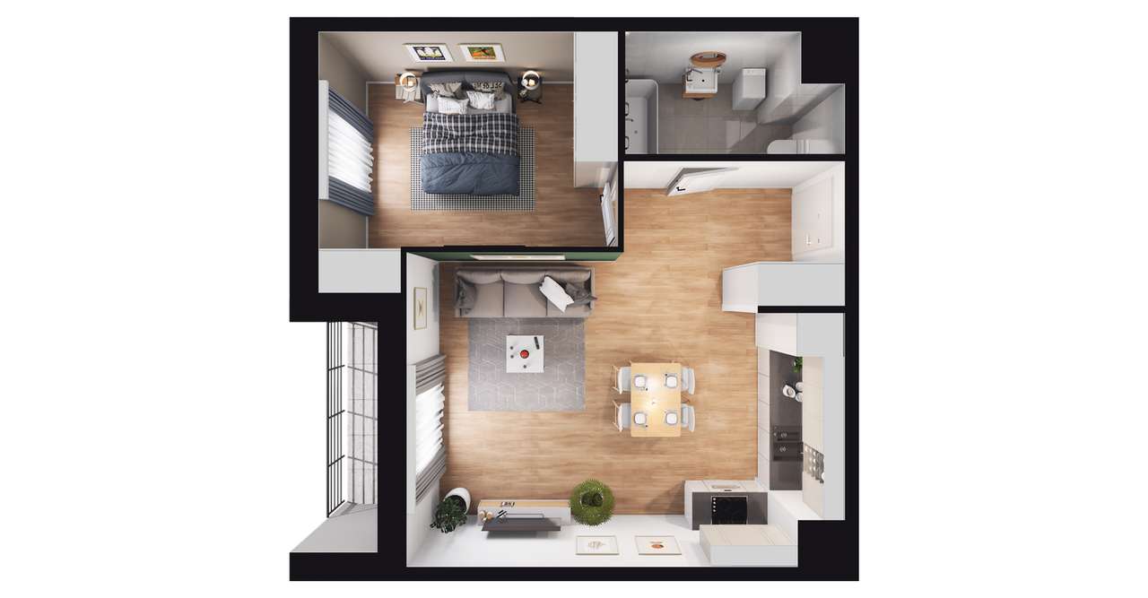 2-pokojowe mieszkanie 46 m² + loggia - Ansicht 3