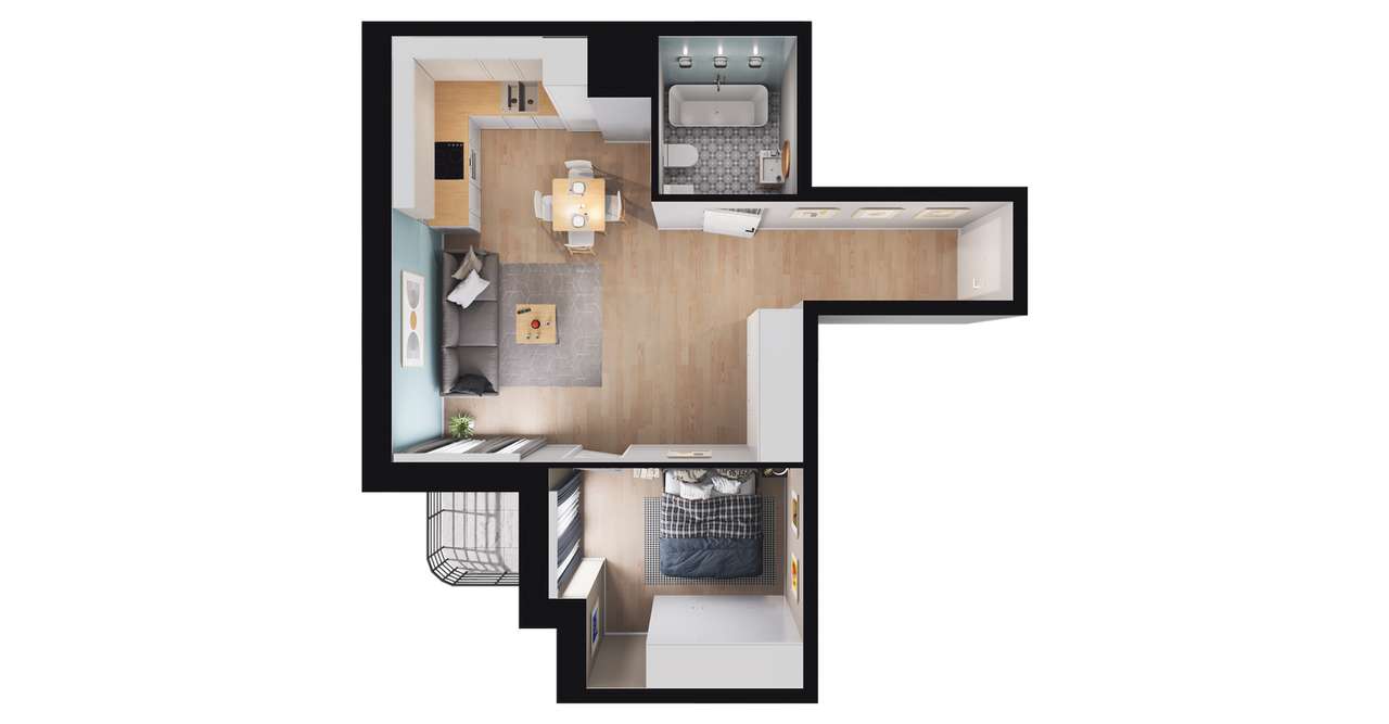 2-pokojowe mieszkanie 43m2 + balkon Bez Prowizji - Pełny obrazek: 2/8