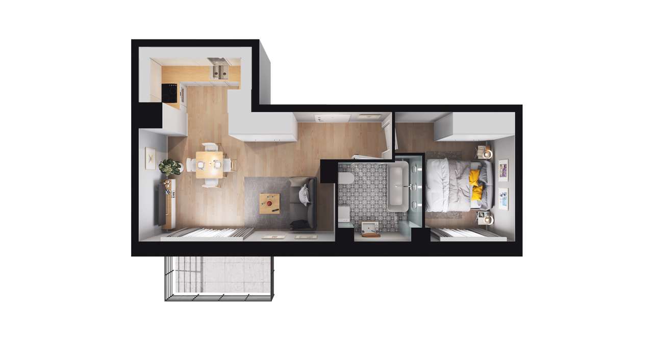 2-pokojowe mieszkanie 37 m² Bez Prowizji – pohled 3