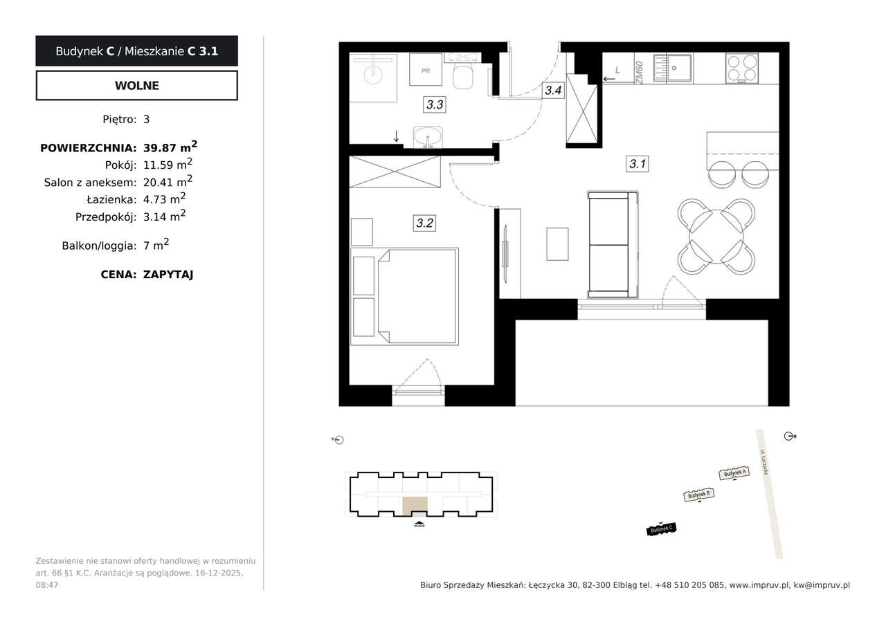Osiedle Kameralne | mieszkanie 2-pok. | C 3.1 - Pełny obrazek: 2/7