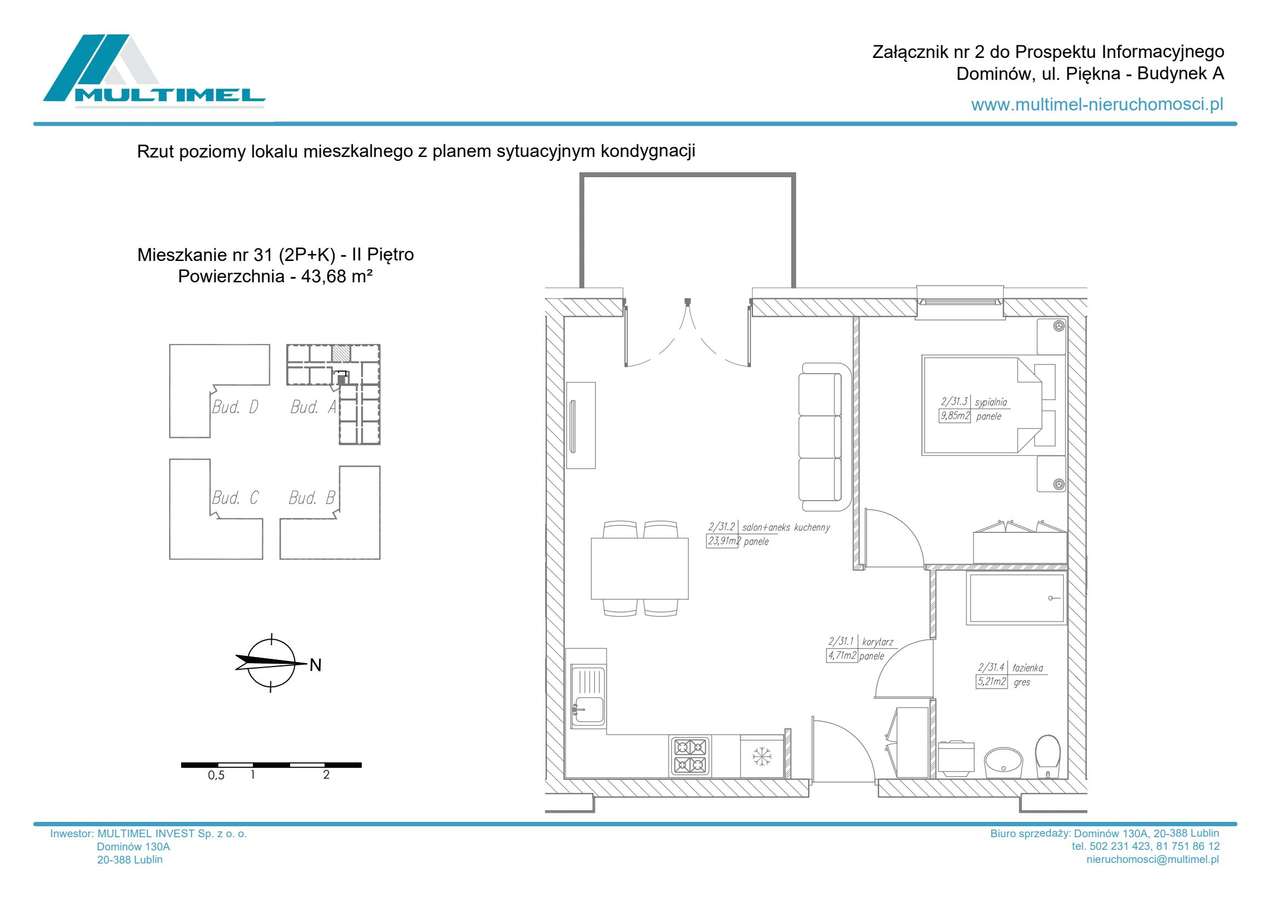 2-pokojowe mieszkanie 43m2 Bez Prowizji - Pełny obrazek: 2/7
