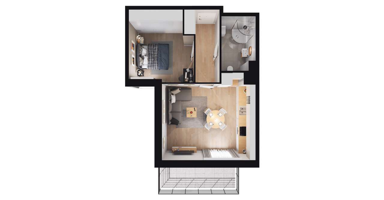 2-pokojowe mieszkanie 43m2 + balkon Bez Prowizji - Pełny obrazek: 2/8