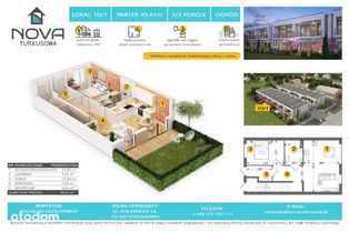 2-pokojowe mieszkanie 49,41m2 + ogródek / nr 1D/1