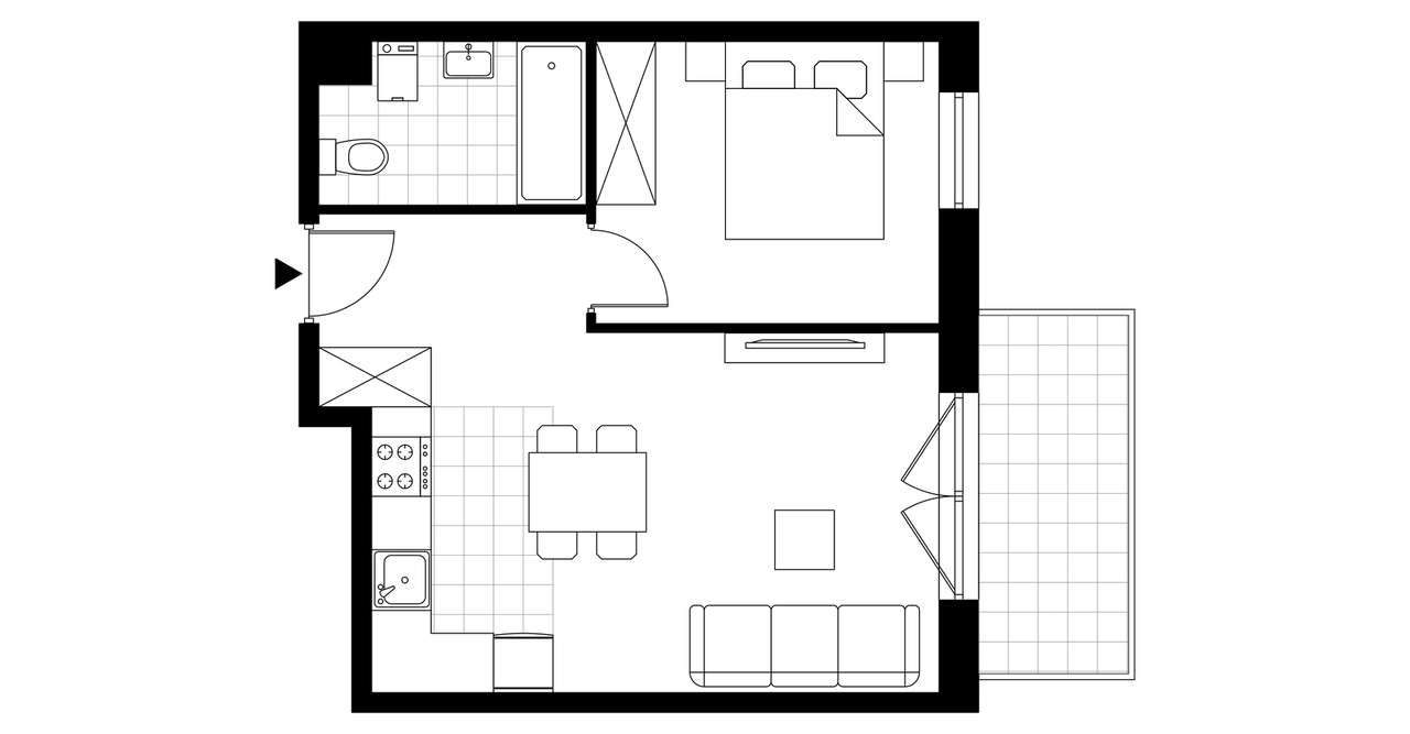 2-pokojowe mieszkanie 38m2 + balkon Bezpośrednio - Pełny obrazek: 3/8