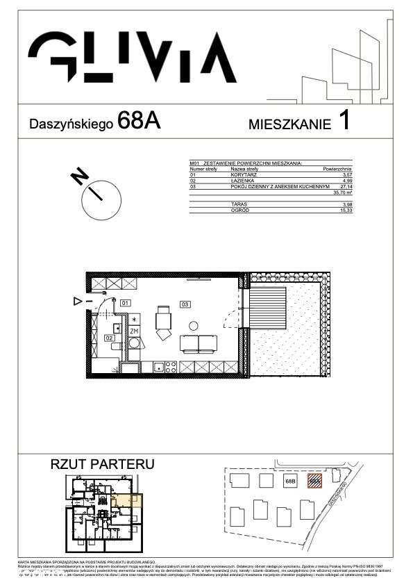 Mieszkanie A01 - przestronne jednopokojowe mieszkanie z ogródkiem - Pełny obrazek: 2/8