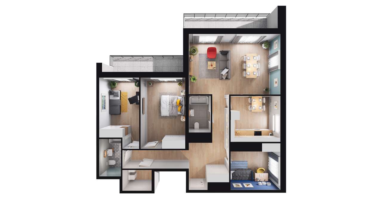 4-pokojowe mieszkanie 107m2 + 2 loggie - Pełny obrazek: 2/8