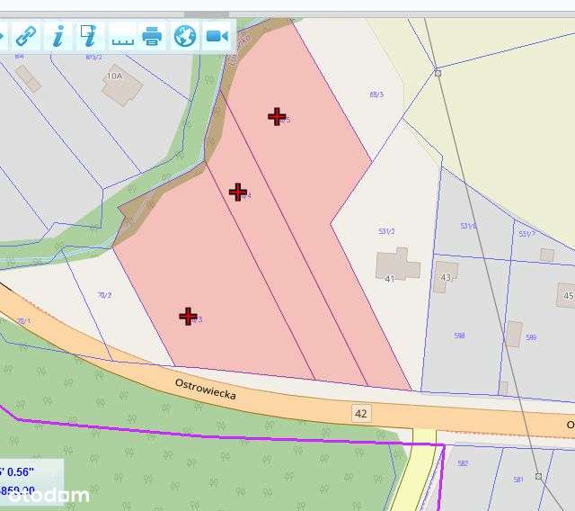 Działka na skrzyżowaniu dróg - krajowej 42-1