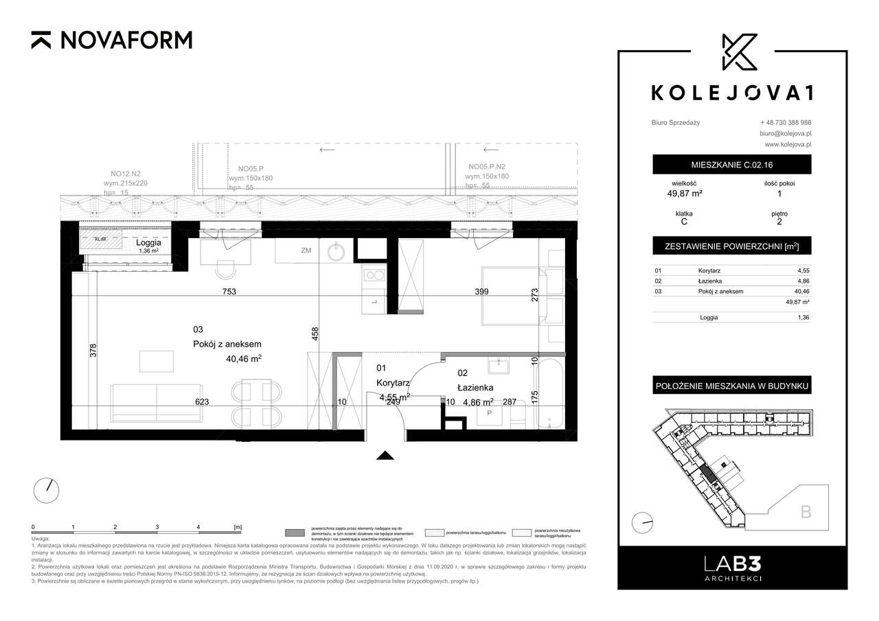 Kolejova 1 | mieszkanie 2-pok. | C.02.16 - Pełny obrazek: 2/7