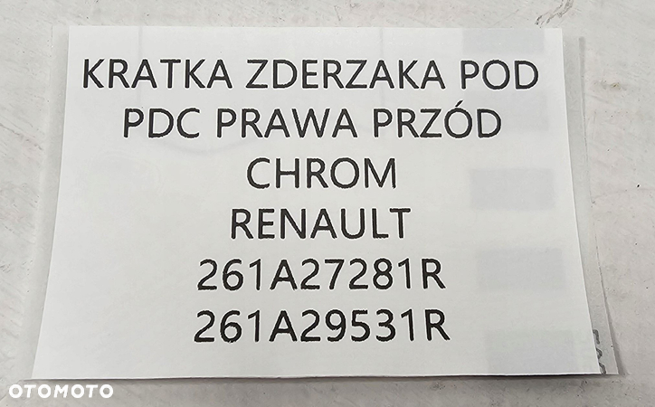 NOWA ORG KRATKA + LISTWA CHROM ZDERZAKA PRAWY PRZÓD RENAULT MEGANE IV 4 PDC - 6