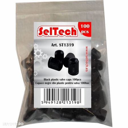 Capace negre din plastic pentru valva 100buc, SelTech - 2