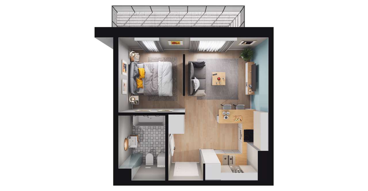 1-pokojowe mieszkanie 30m2 + balkon Bezpośrednio - Pełny obrazek: 2/5