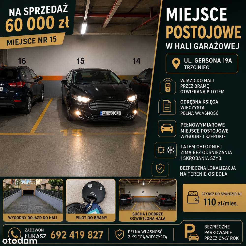 Miejsce postojowe w hali garażowej – ul. Gersona 19A Garaż