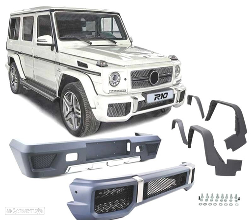 KIT DE CARROÇARIA PARA MERCEDES CLASSE G W463 LOOK AMG G65 PDC : PARACHOQUES FRONTAL + TRASEIRO + 4 - 1