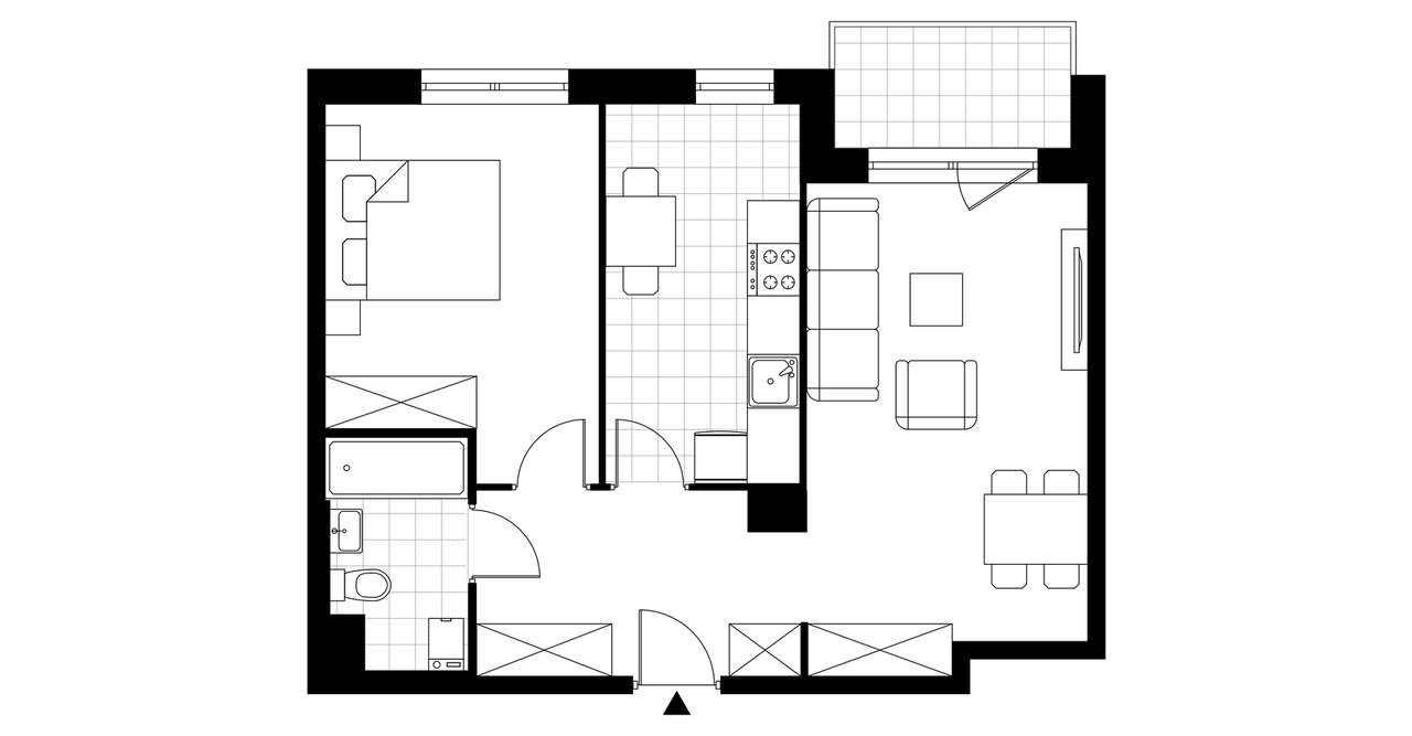 2-pokojowe mieszkanie 50m2 + loggia Bezpośrednio - Pełny obrazek: 3/8