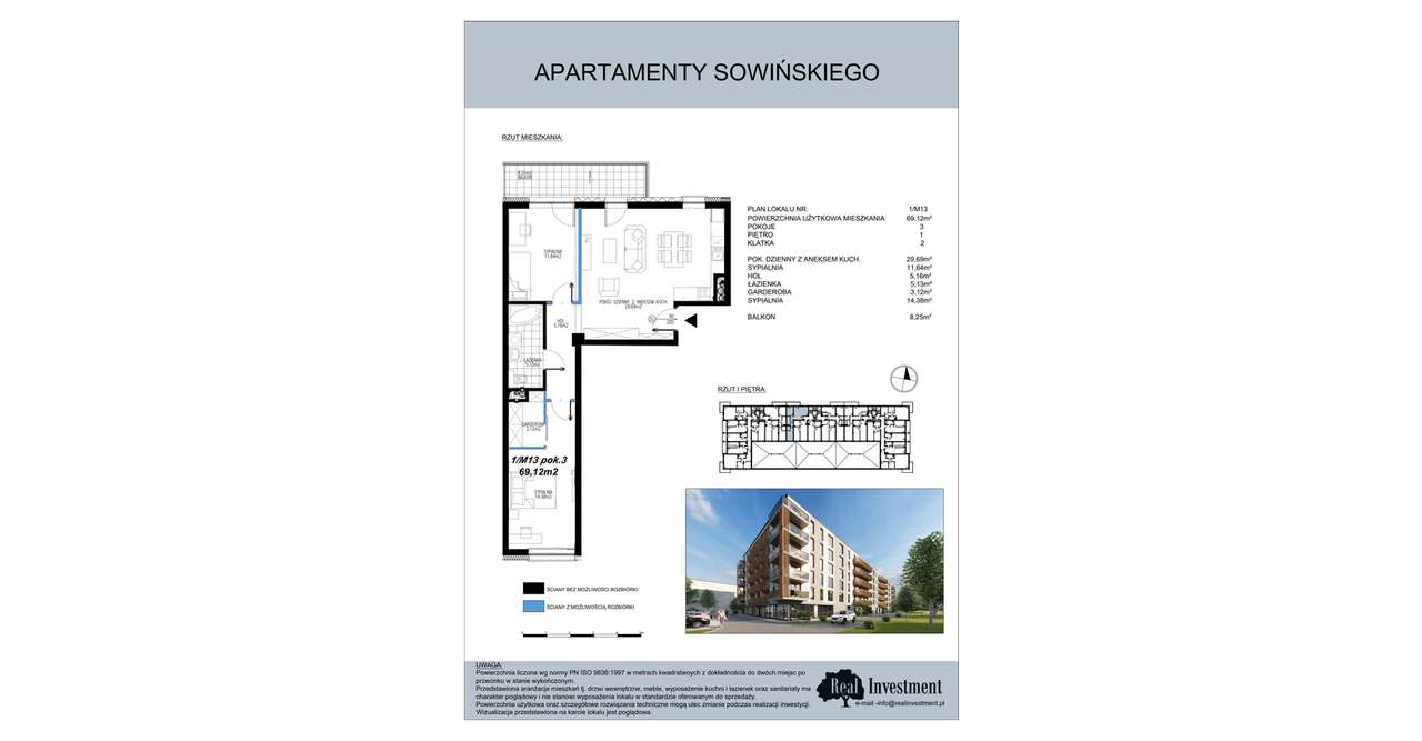 Apartamenty Sowińskiego | mieszkanie 3-pok. | 1M13 - Pełny obrazek: 2/5