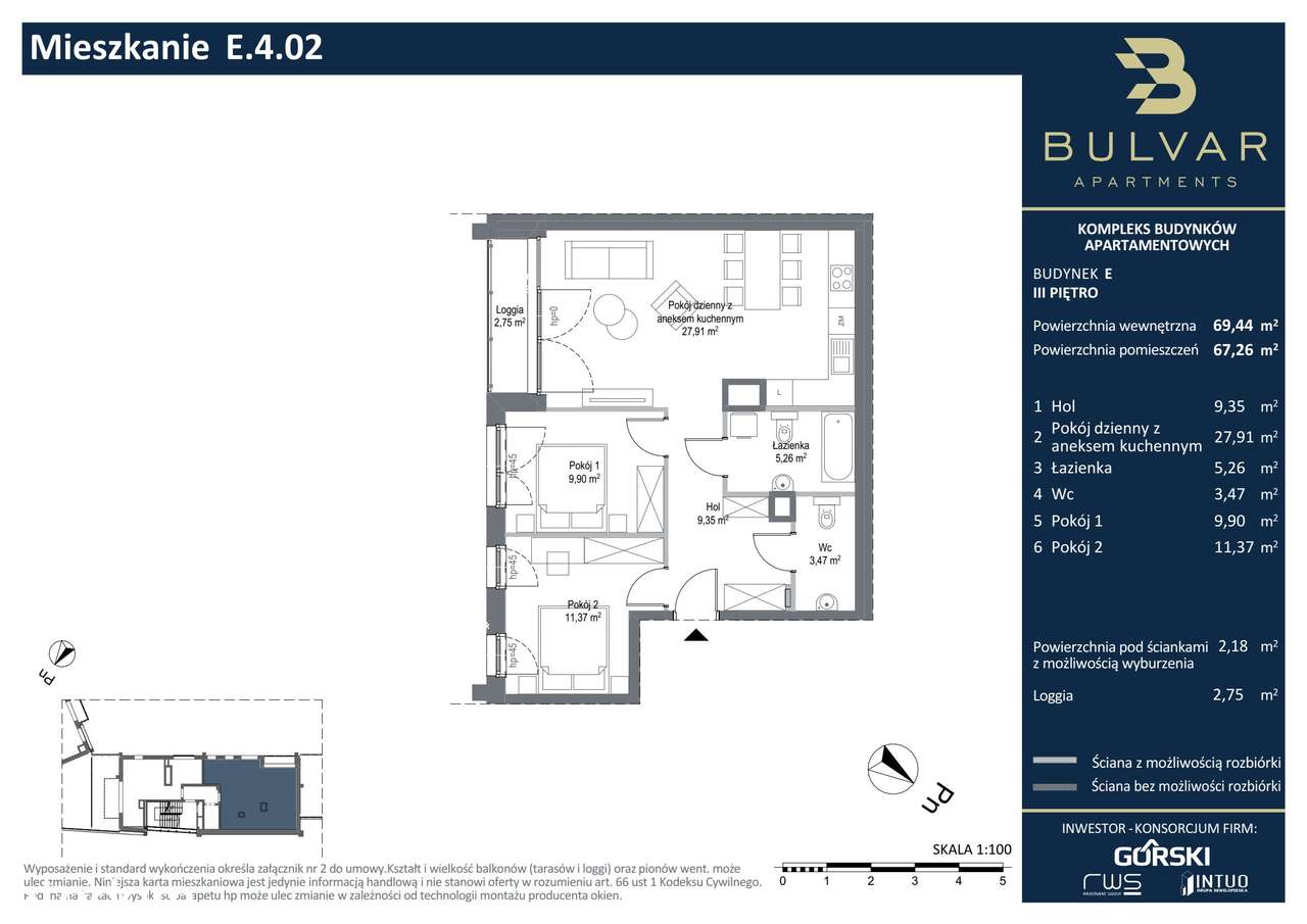 Bulvar Apartments | mieszkanie 3-pok. | E.4.02 - Pełny obrazek: 2/9
