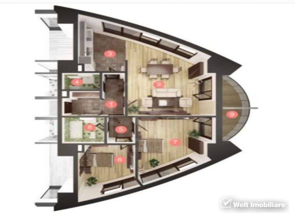 Apartament spatios cu 3 camere, bloc nou, cu priveliste - Imagine principală: 4/4