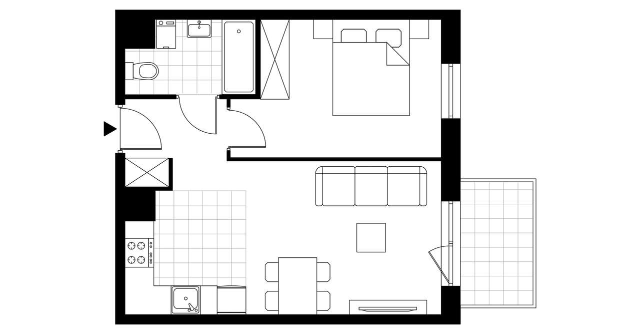 2-pokojowe mieszkanie 38m2 + balkon - Pełny obrazek: 3/8