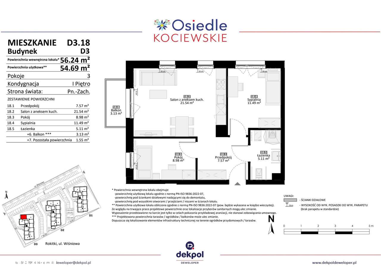 3-pokojowe mieszkanie 54m2 + balkon Bez Prowizji - Pełny obrazek: 2/7