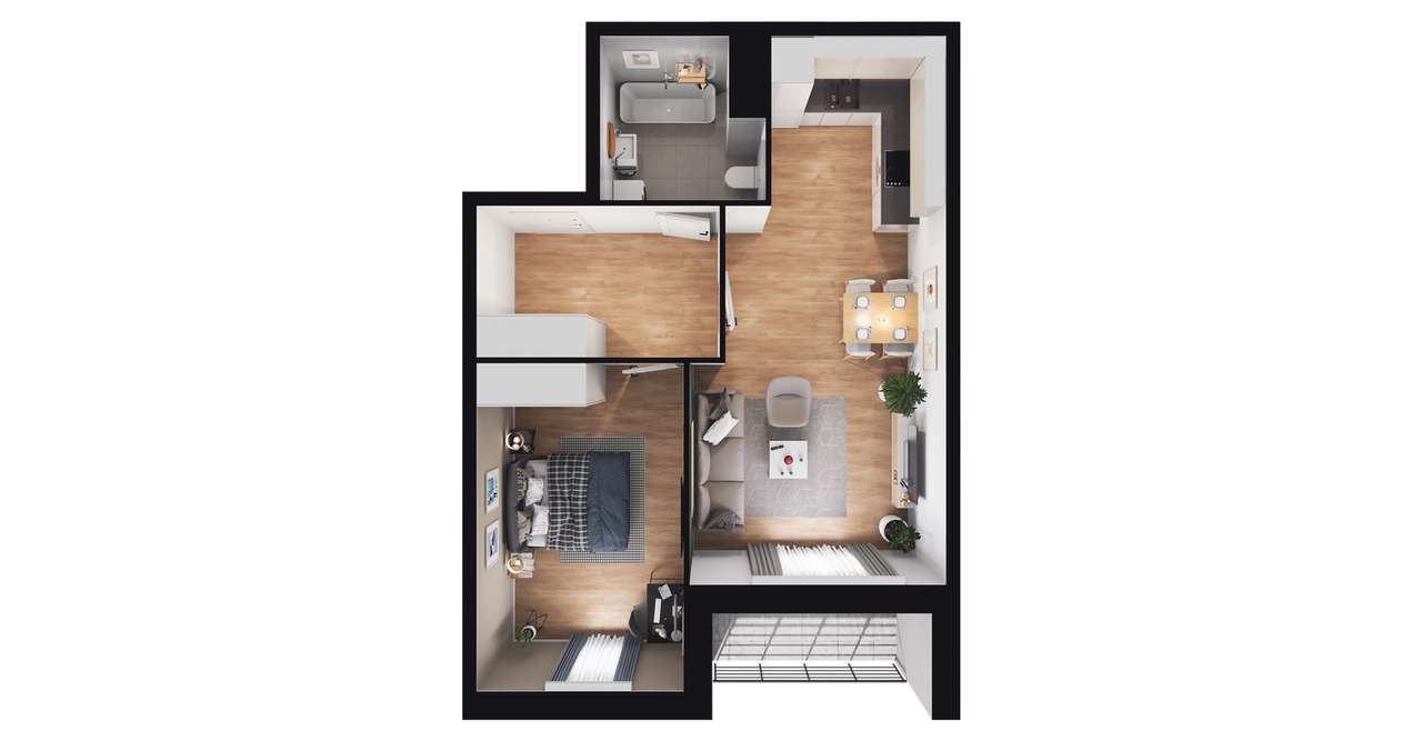 2-pokojowe mieszkanie 48m2 + balkon Bezpośrednio - Pełny obrazek: 3/9