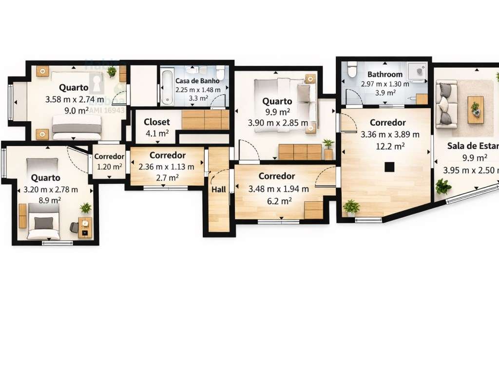 T3 Remodelado mobilado na Rua Angelina Vidal Penha de França-14