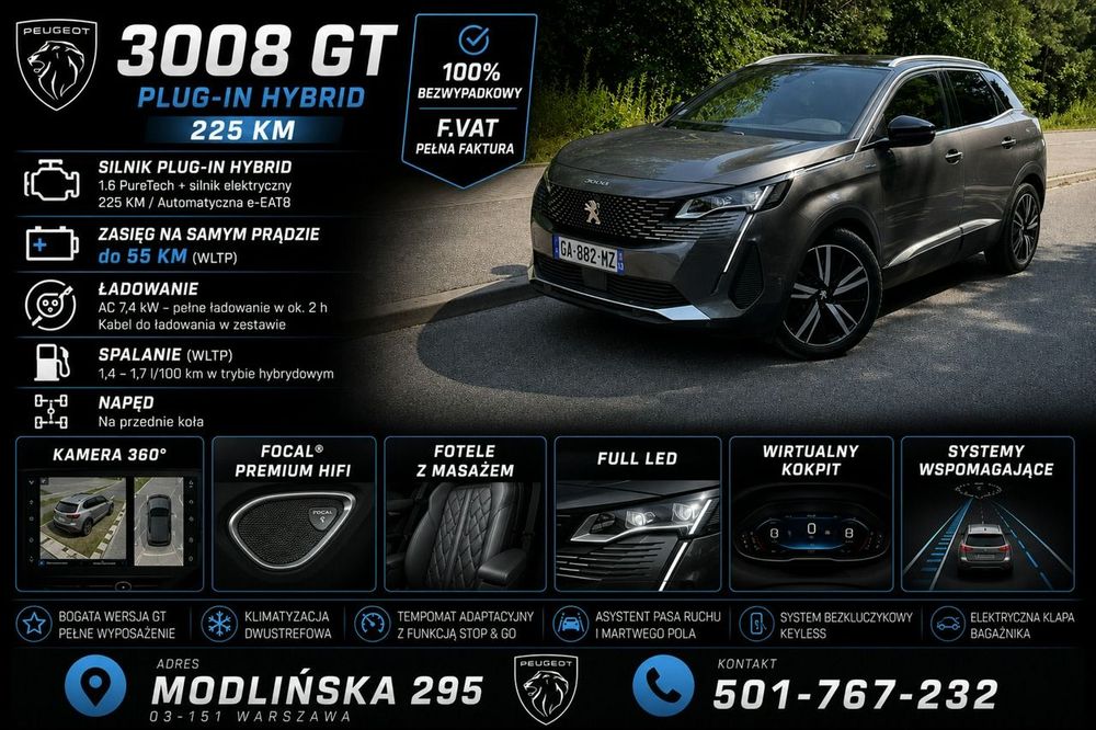 Peugeot 3008 II (2016-2024) 1.6 PHEV 225 GT Exclusive e-DCS7 2021