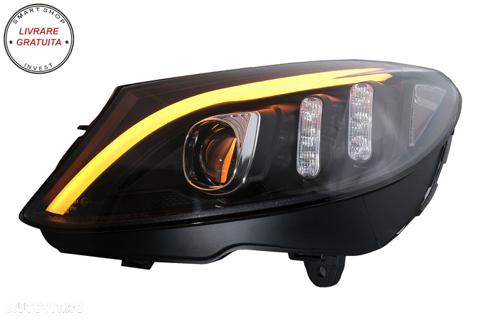 Faruri LED Mercedes C-Class W205 S205 A205 C205 (2014-2018) Negru Semnal Dinamic S- livrare gratuita - 7