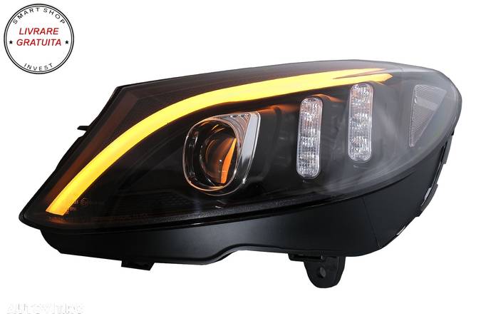 Faruri LED Mercedes C-Class W205 S205 A205 C205 (2014-2018) Negru Semnal Dinamic S- livrare gratuita - 7