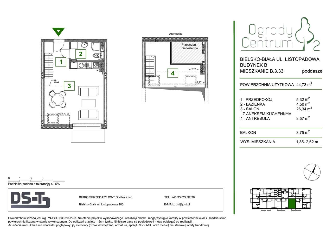 Ogrody centrum 2 | mieszkanie 1-pok. | B.3.33 - Pełny obrazek: 2/9