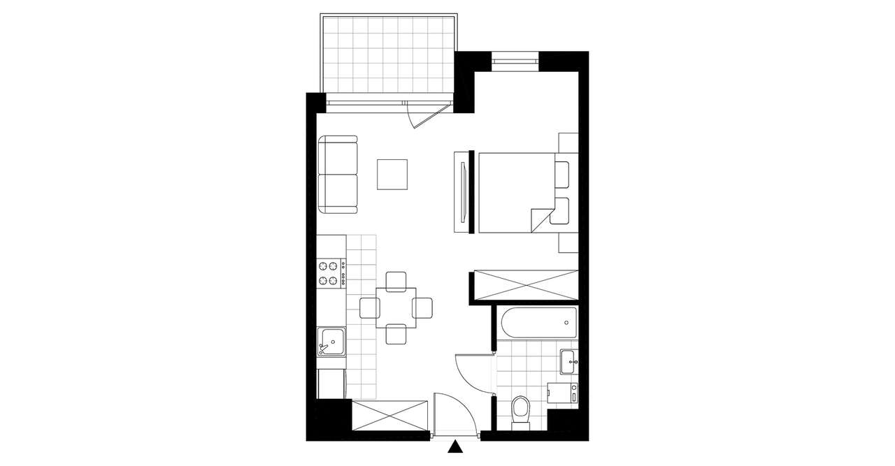 1-pokojowe mieszkanie 35m2 + balkon Bezpośrednio - Pełny obrazek: 2/7