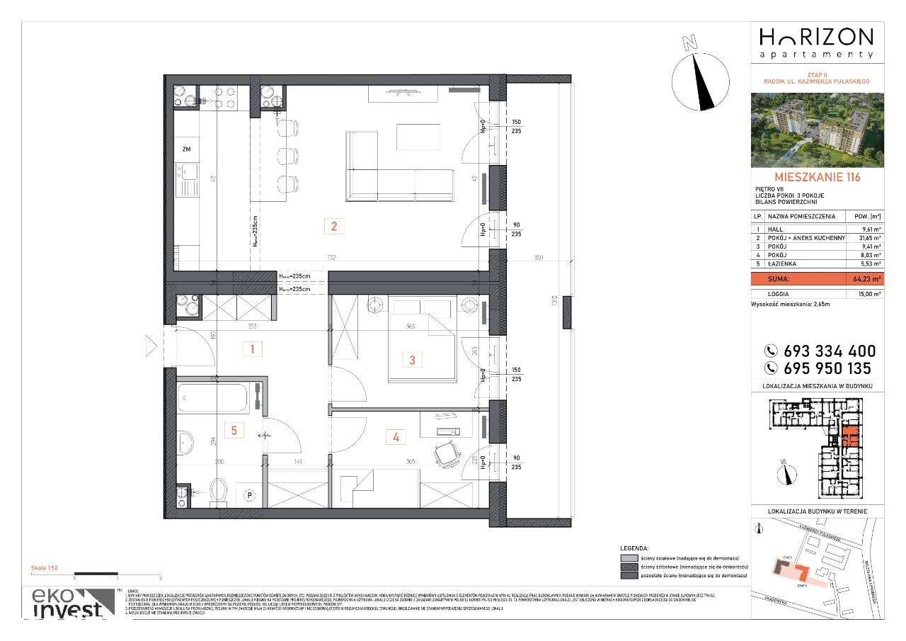 Horizon II etap M116 - 3 pokoje + duży balkon - Pełny obrazek: 5/10