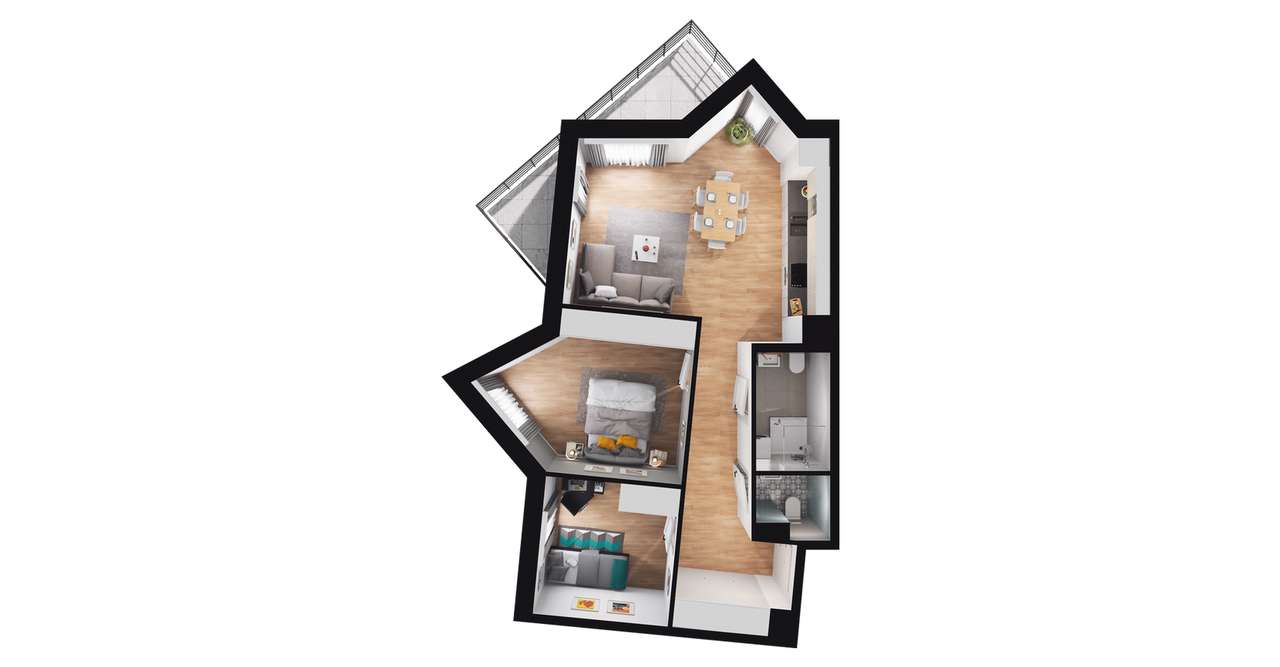 3-pokojowe mieszkanie 62 m² Bezpośrednio – pohled 2