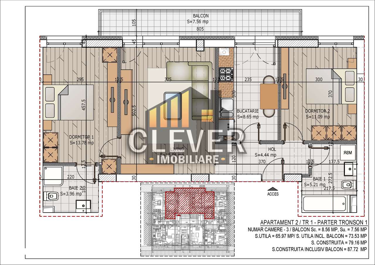 Apartament3 Camere, Comision 0% Pallady, metoru Teclu