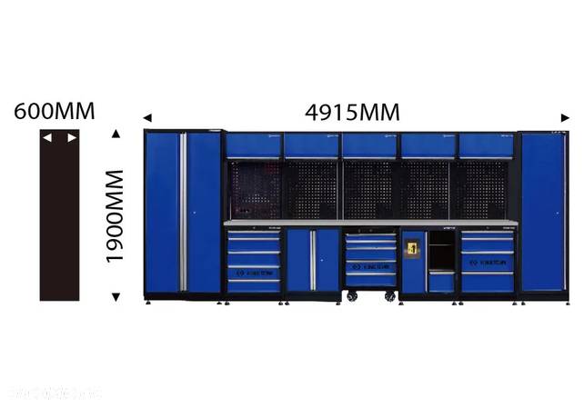 ZESTAW MEBLI WARSZTATOWYCH NUMER 21 (SZARE), 4885x600x1900mmb szare , 4235x600x1900mm - 3