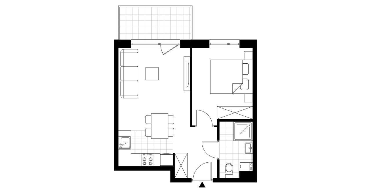2-pokojowe mieszkanie 36m2 + balkon Bezpośrednio - Pełny obrazek: 3/8