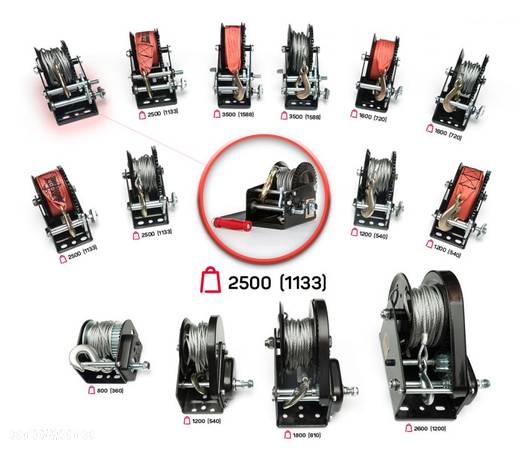 WYCIĄGARKA WCIĄGARKA RĘCZNA KORBOWA LINOWA 1133kg - 11