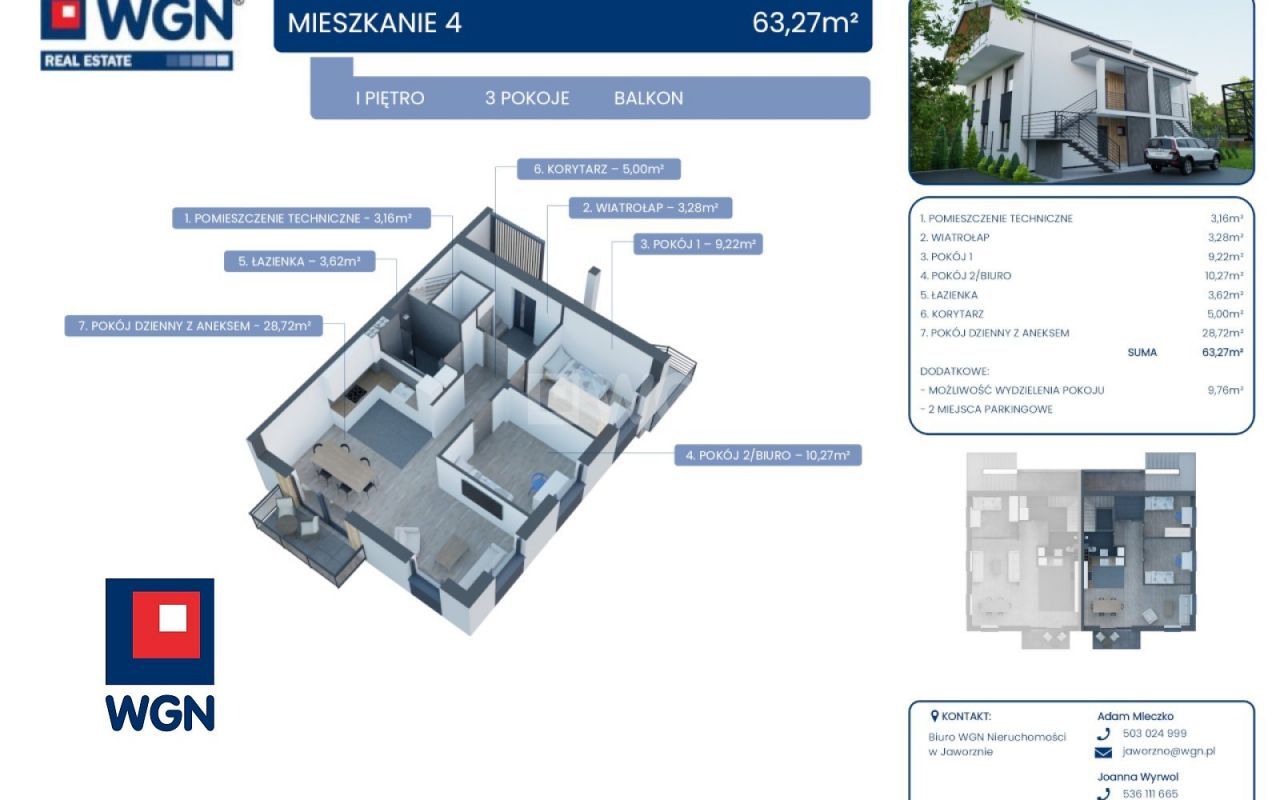 Mieszkanie, 58 m², Jaworzno