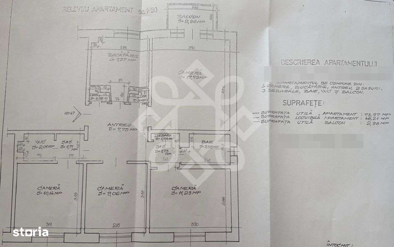 Apartament cu 4 camere de vanzare la etajul 3 in Nufarul-9