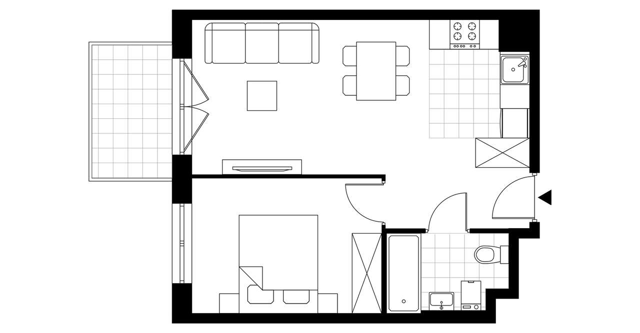 2-pokojowe mieszkanie 38m2 + balkon - Pełny obrazek: 3/5