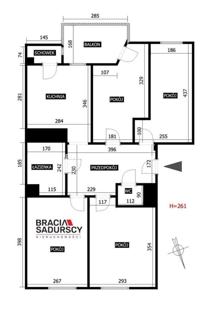 64m2 4 pok+ os kuchnia balkon Bronowice-2