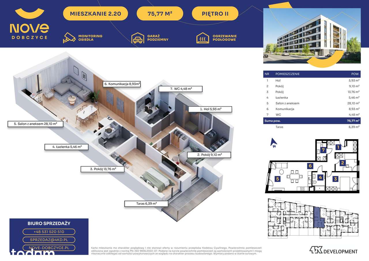 Nove Dobczyce | mieszkanie 3-pok. | 20 - Pełny obrazek: 2/7