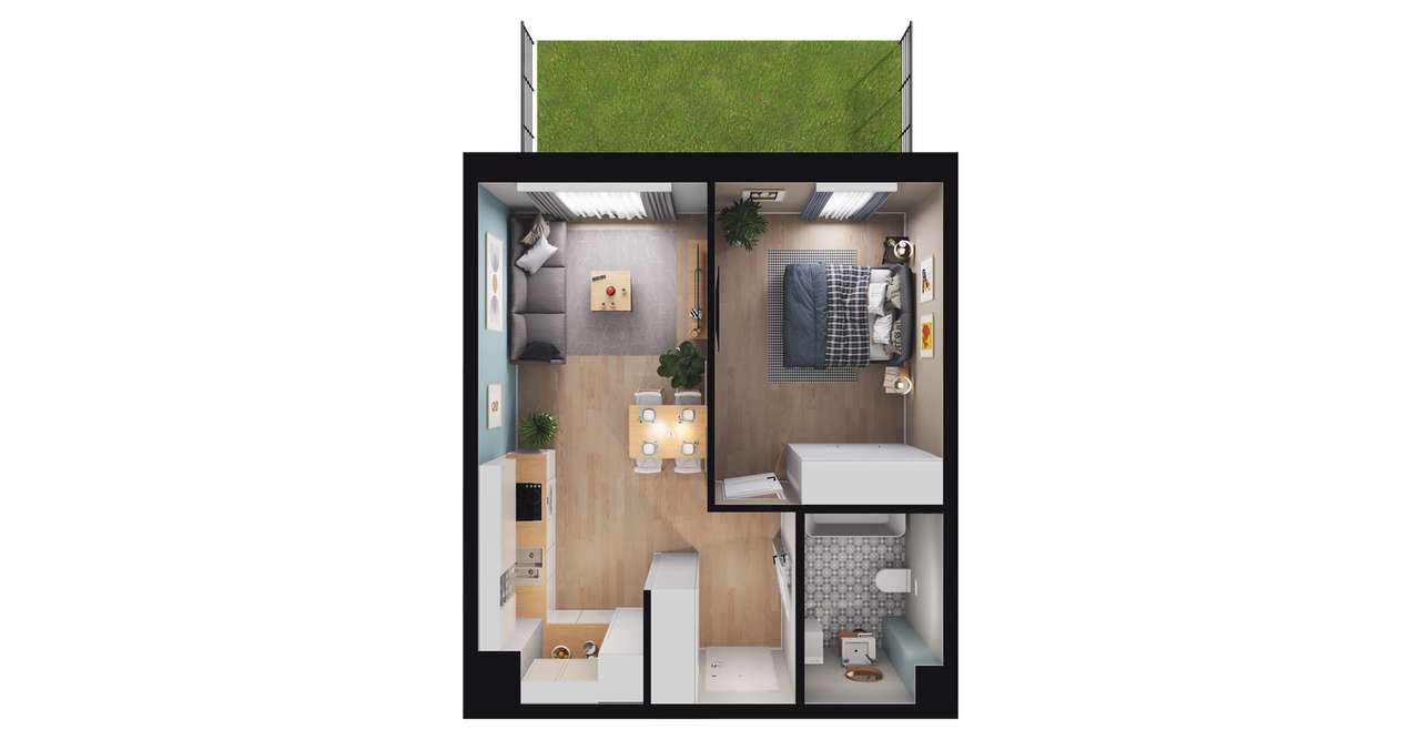 2-pokojowe mieszkanie 38m2 + ogródek Bez Prowizji - Pełny obrazek: 3/9