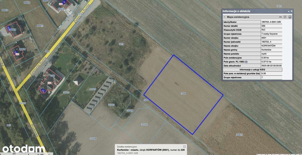 Działki budowlane nr 326 i nr 660 - Korfantów - 12000 PLN/ar - Pełny obrazek: 2/6